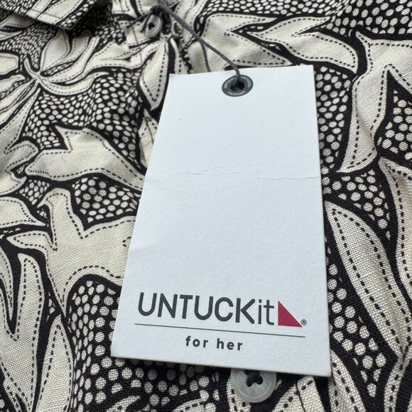 UNTUCKit Amara Dress Large Black White Drop Waist Sleeveless Button Up Linen - Picture 5 of 14